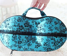 Органайзер — сумочка для бюстгальтерів (з сіточкою), синій у квітах