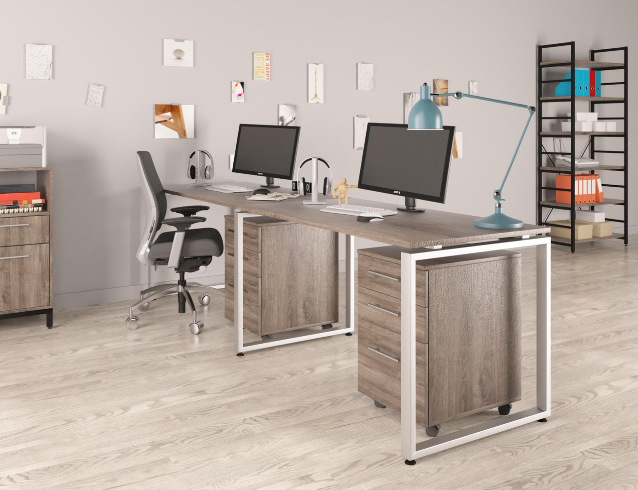 Подвійний письмовий стіл Loft design Q-135-2 Дуб Паліна
