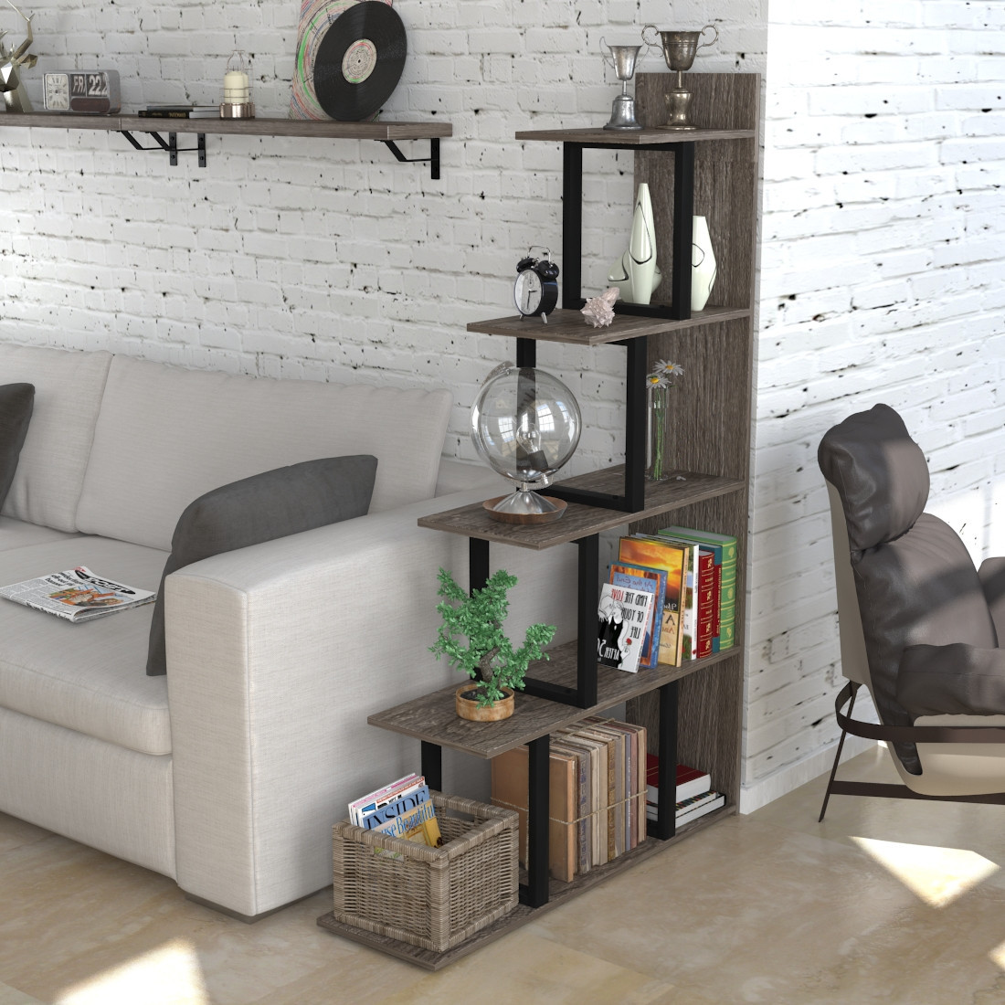 Стелаж-перегородка L-160 Loft Design Дуб Палина