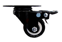 Меблевий ролик Ø 40 мм на поворотному кронштейні з гальмом