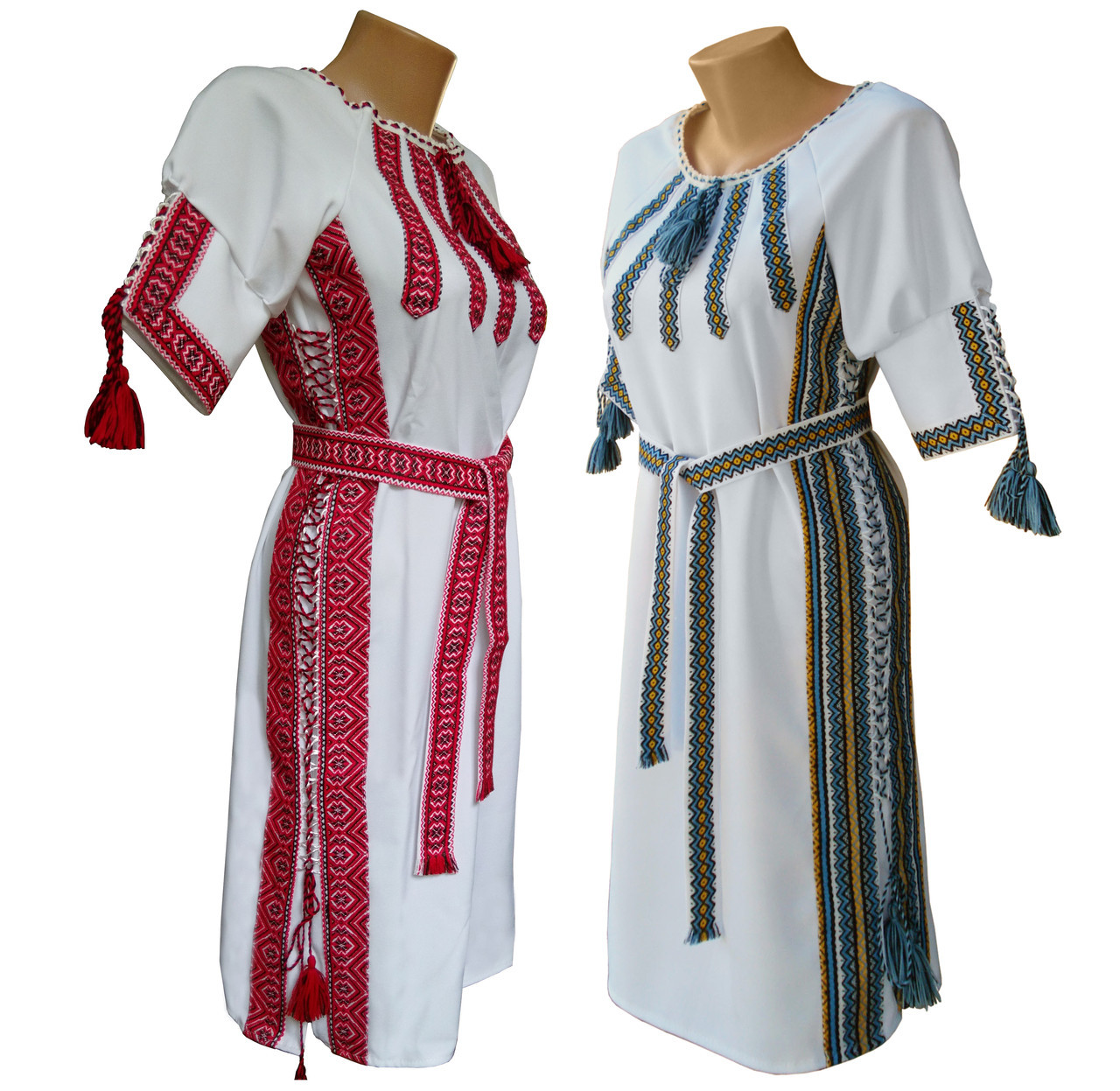 Жіноча сукня із тканою вишитою нашивкою середньої довжини 54-58
