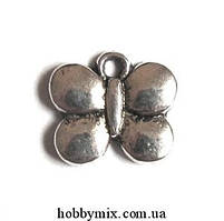 Метал. підвіска "метелик" срібло (1,2х1,1 см) 15 шт. в уп