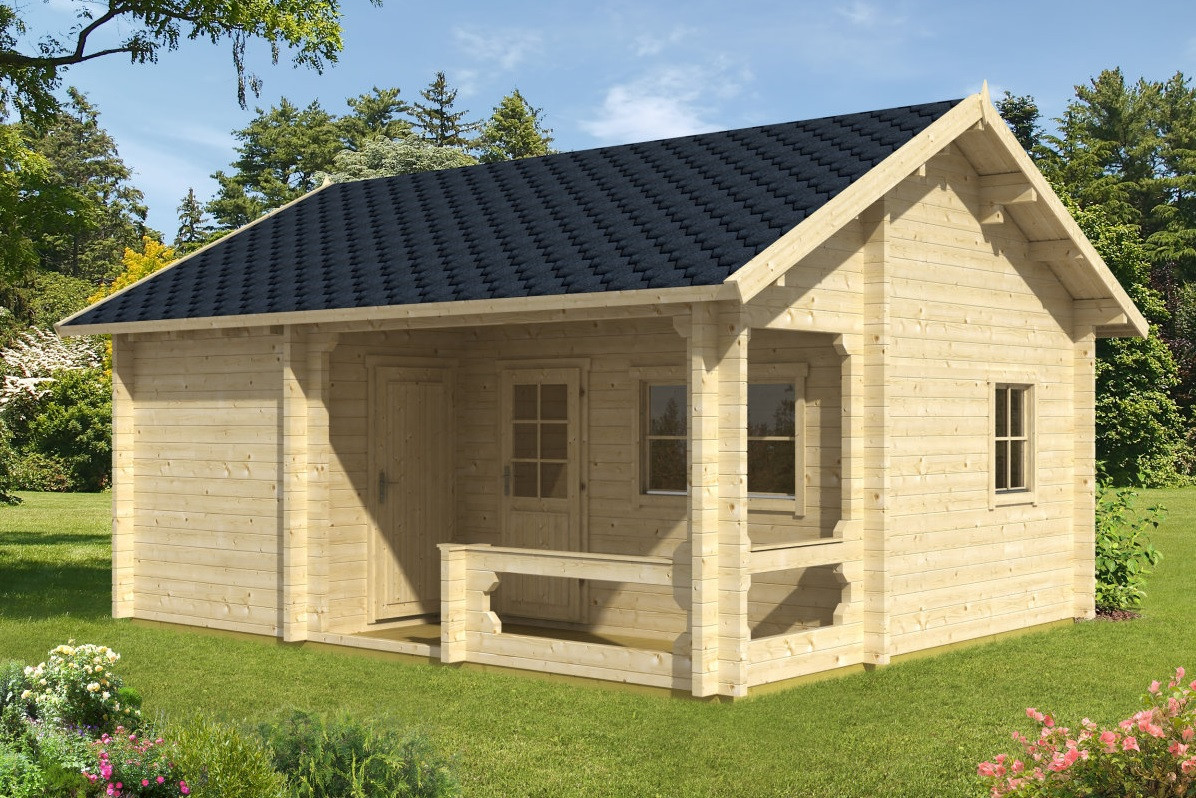 Будинок з термобревна 30 м2. Будівництво будинків з термобруса в Україні Thermo Wooden House 081