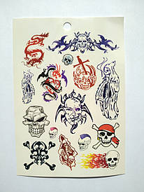 Флеш Тату. 17,5*12 См. Тимчасова. Перевідна. Черепи Та Хрести, 4707, Кольорові