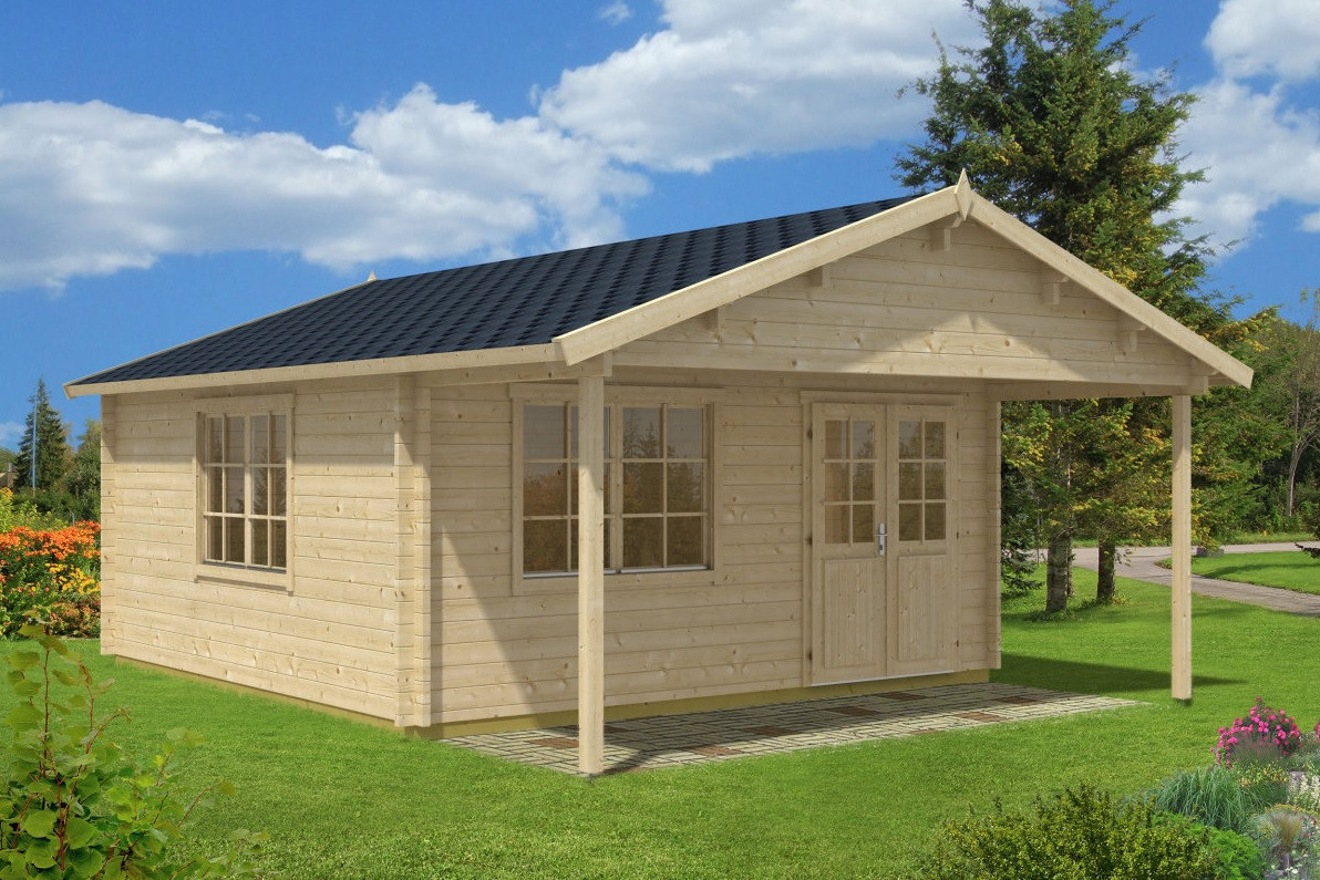 Будинок з термодеревини 25 м2. Кредитування будівництва дерев'яних будинків Thermo Wooden House 083