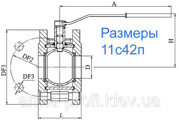 Розміри крана 11с42п (креслення) Розміри 11с42п (картинка)