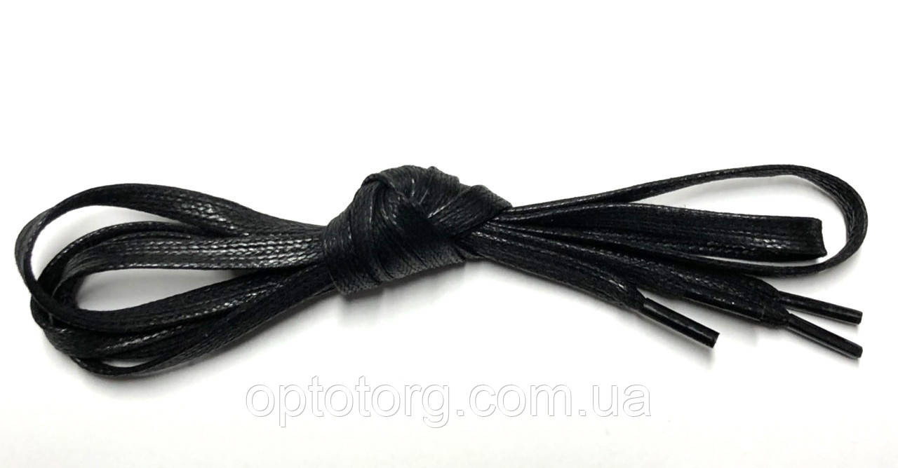 Шнурки Чорний пропитаные плоскі 200см 7мм Kiwi