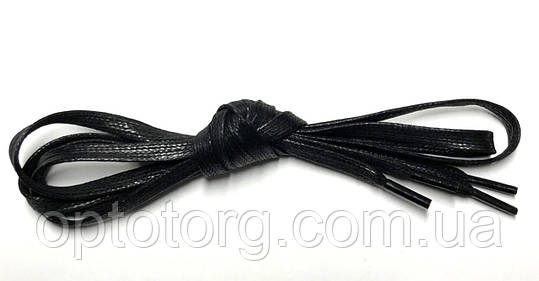 Шнурки Чорний пропитаные плоскі 200см 7мм Kiwi, фото 2