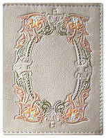 Обложка на паспорт женская кожаная с объемным тиснением "Веснянка"