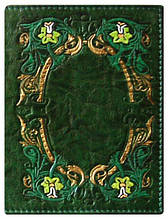 Обкладинка на паспорт шкіряна "Веснянка" Зелений