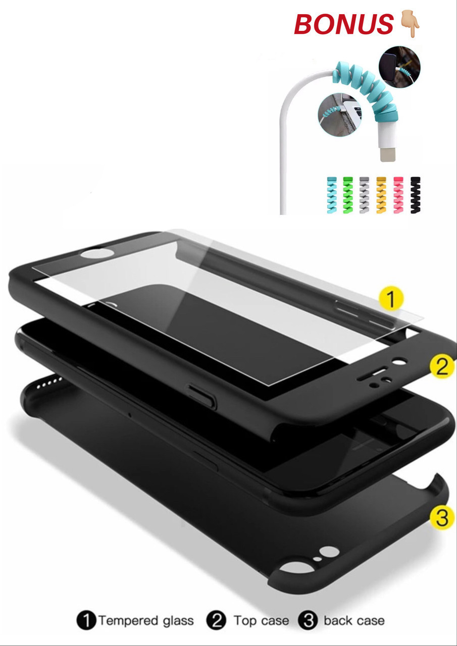 Чехол 360 IPhone 6 /6s + стекло подарок , black matte