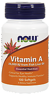 Витамин А, Vitamin A, Now Foods, 25000 МЕ, 100 капсул