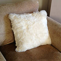 Подушка з овечої шкіри, декоративні подушки з натуральної овчини на диван, подушечки з білої овчинки