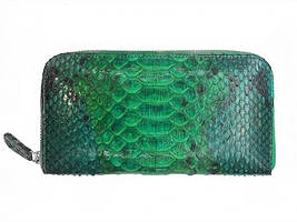 Зелений жіночий гаманець зі шкіри Пітона 18,5х9 см 2821b. PTWI 11/15 Green