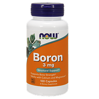 Бор, Boron, Now Foods, 3 Мг, 100 Капсул