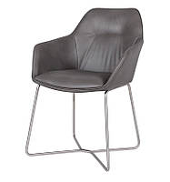Крісло Laredo сіре екошкіра, металеві хромовані ніжки, стиль модерн, лофт