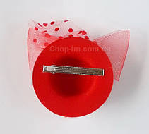 Капелюшок вечірня "Перлина" (червона), фото 5
