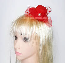 Капелюшок вечірня "Перлина" (червона), фото 4