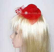 Капелюшок вечірня "Перлина" (червона), фото 3