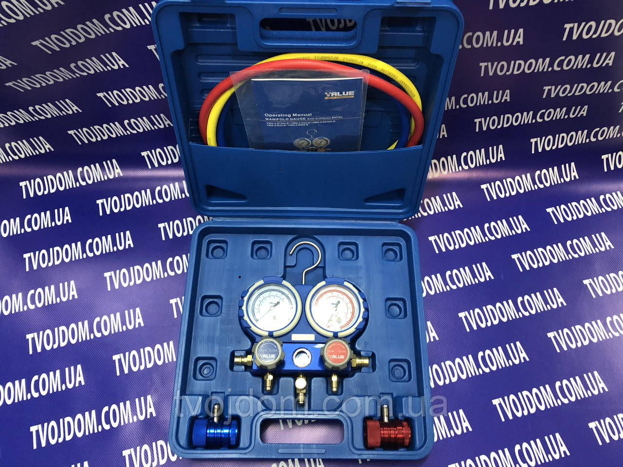 Манометричний колектор VALUE VMG-2 R-134a-B (R-134)+2 автомуфти з фіксаторами.