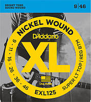 Струны для электрогитары D'Addario EXL125 Super Light Top/Regular Bottom Electric Guitar Strings 9/46