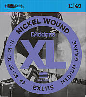 Струны для электрогитары D'Addario EXL115 Nickel Wound Medium/Blues-Jazz Rock 11/49