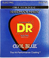 Струны для электрогитары DR CBE-9 Cool Blue Light Coated Electric Guitar Strings 9/42