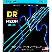 Струны для бас-гитары DR NBB-40 Hi-Def Neon Blue K3 Coated Light Bass Guitar 4 Strings 40/100