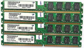 Комплект оперативной памяти Patriot DDR2 8Gb (4*2Gb) 800MHz PC2 6400U LP 2R8 CL5 (PSD22G8002LP) Б/У