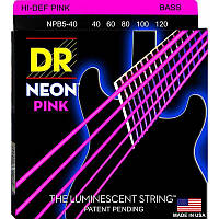 Струны для бас-гитары DR NPB5-40 Hi-Def Neon Pink K3 Coated Light Bass Guitar 5 Strings 40/120