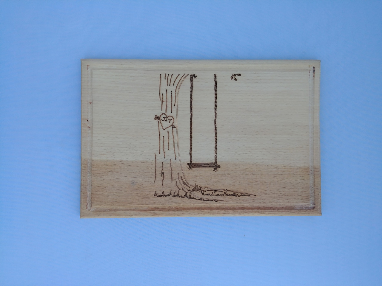 Дошка сувенірна з випалюванням "Серце I+T" 30х20 см, фото 1