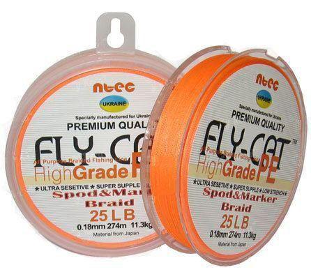 Шнур NTEC Fly Cat Orange Spod&Marker Ø0,18mm - 274m - 11,3kg