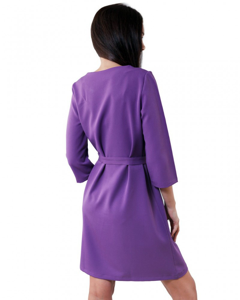 Яркое фиолетовое платье с пояском (в размерах M-XL) - фото 2 - id-p998965968