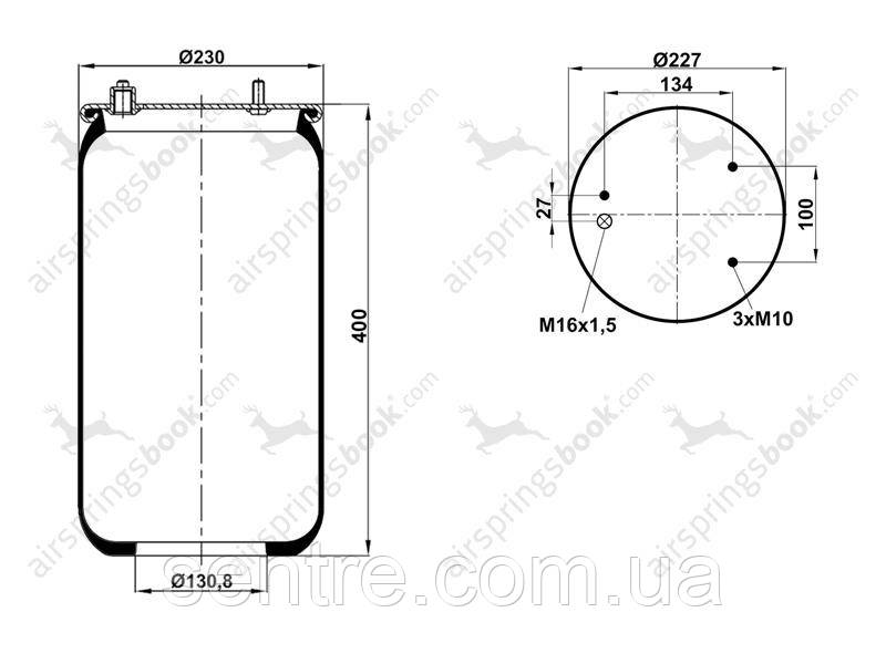 Пневмоподушка 887M без склянки DAF 0513983, 1T15LNR3 Туреччина
