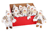 Мягкая новогодняя фигура-игрушка, подвеска "Санта Клаус" шампань с паетками, набор 12 шт