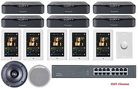 Аудіо мультирум Russound для 6 зон озвучування. Мультирум-контролер і сенсорна панель управління