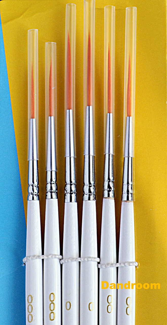 Набір пензлів для малювання, дизайну, розпису, 6 шт. (довгий ворс), фото 1