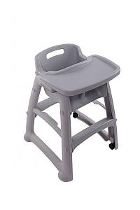 Дитячий стільчик для ресторану зі столиком пластиковий сірий