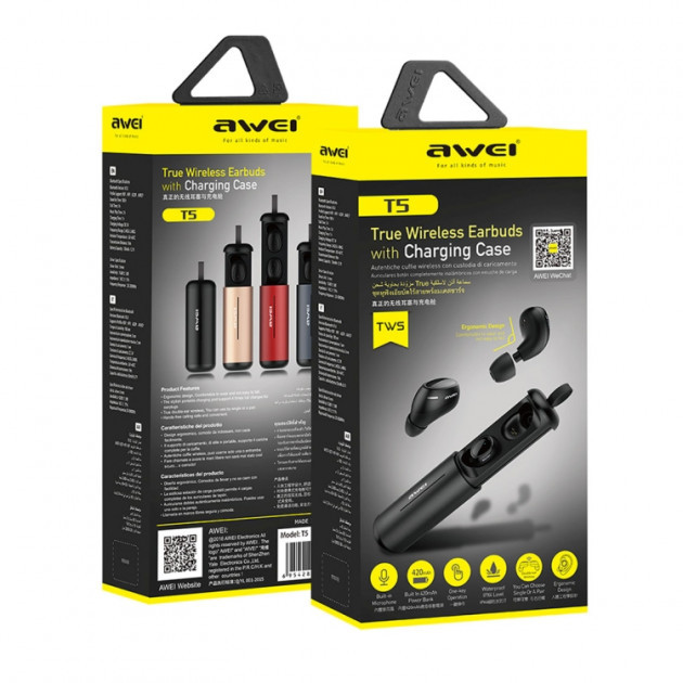 Навушники з кейсом MDR T5 + BT AWEI