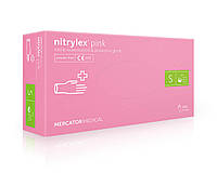 Светло - розовые нитриловые перчатки Nitrylex Pink S