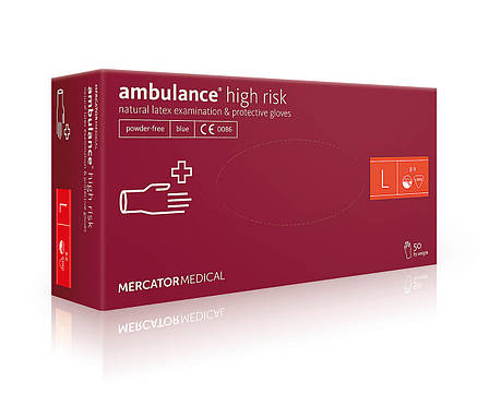 Гумові рукавички неопудрені Ambulance high risk L, фото 1