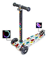 Самокаты детские трехколесные Best scooter со светящимися колесами MAXI-PRINT Different Flowers