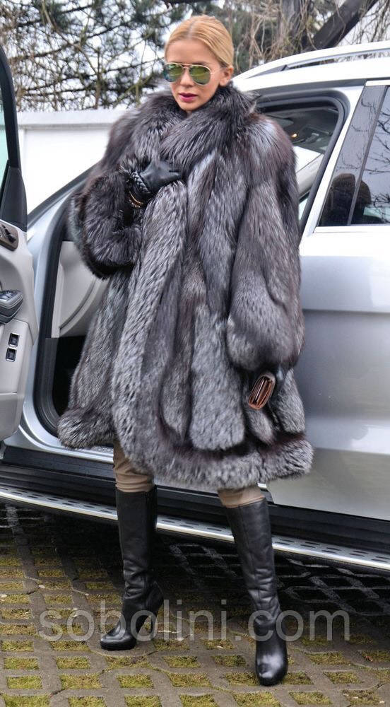 Шуба розкльошена з хутра чорнобурки, фото 1