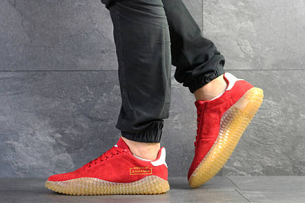 Чоловічі кросівки Adidas Kamanda,замшеві,червоні, фото 2