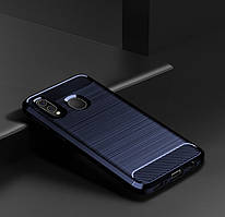 Чохол Carbon для Samsung A20 2019 / A205F бампер Темно-синій