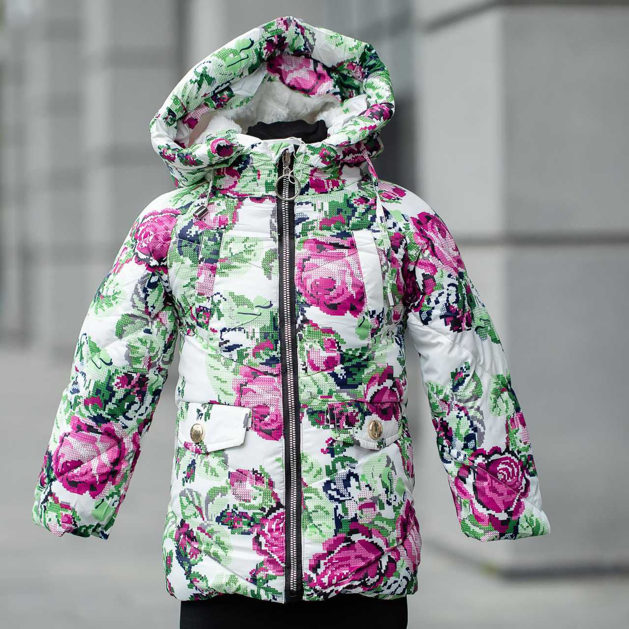 Зимова куртка для дівчинки "Рози" на хутрі.