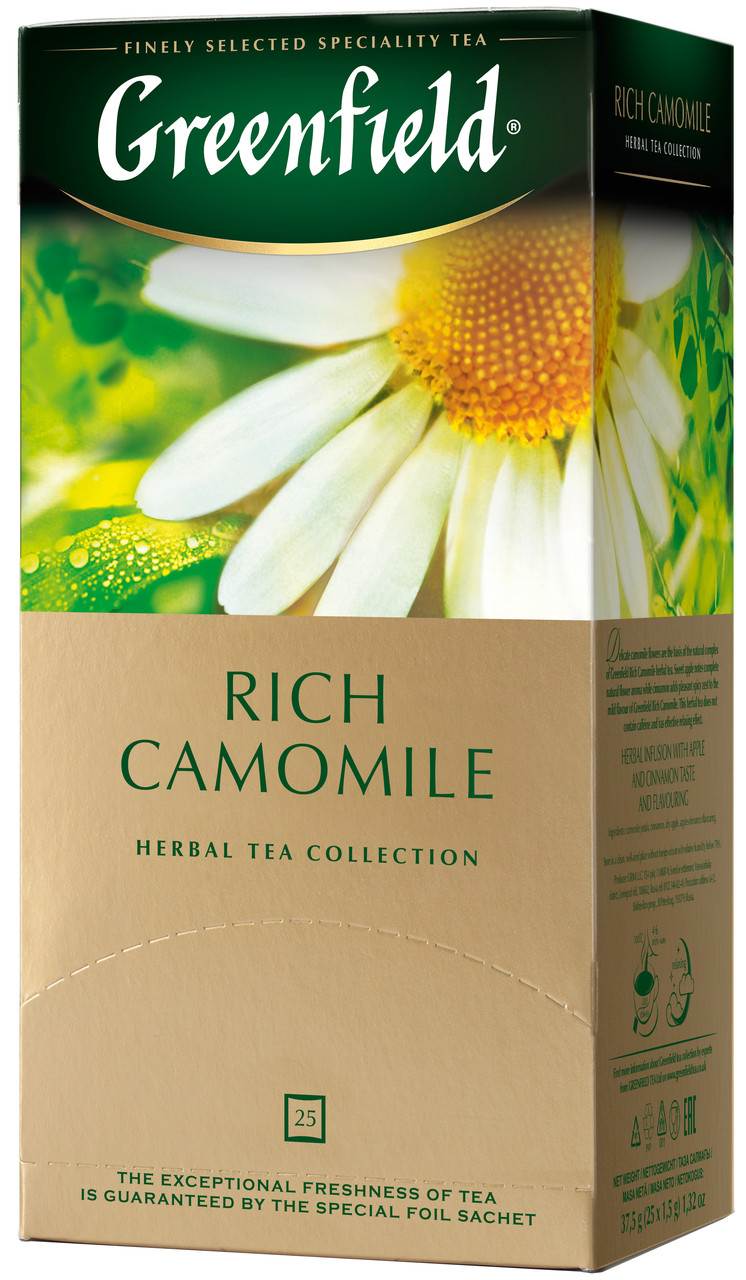 Пакетований чай Greenfield Rich Camomile 1,5 грам 25 пакетів (трав'яний ромашка з корицею), фото 1