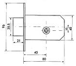 Замок врізний з хрестовим ключем 45-R Нікель, фото 4