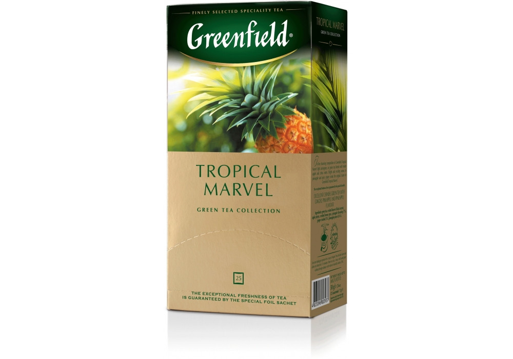Пакетований чай Greenfield Tropical Marvel 1,5 грам 25 пакетів (зелений з імбиром і ананасом)