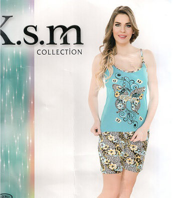 Турецький костюм із шортами K.s.m, піжама жіноча Шорти + майка на бретельках